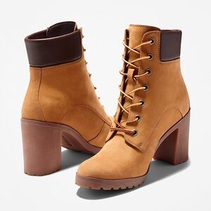 Timberland Women’s Allington Mid Boot Wheat Leather Heel Booties Size 7